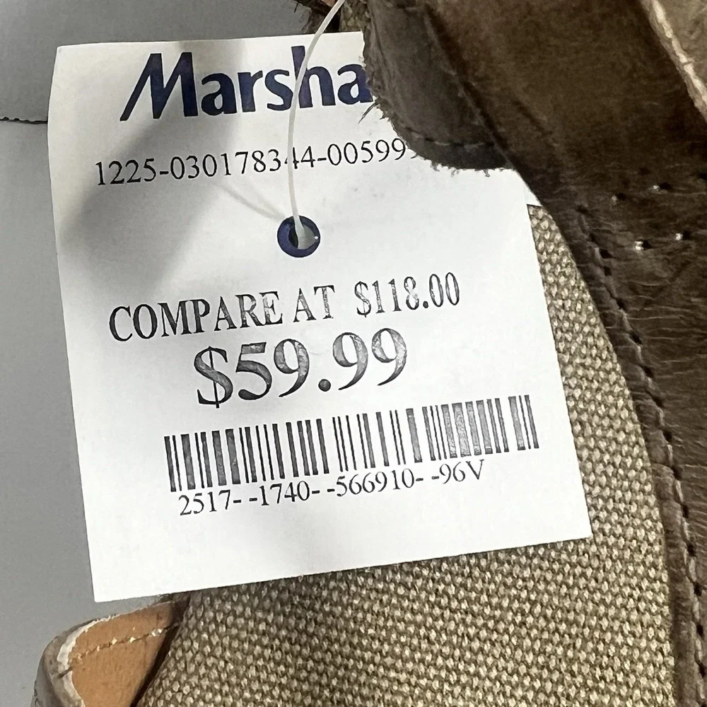 KANNA Women Brown Leather T-Strap Espadrille Wedge Sandals KV1519 Size 9 EU 39
